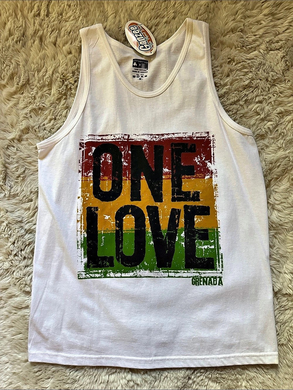 One Love Grenada graphic tank top 100% Cotton Tank Top Size Medium New